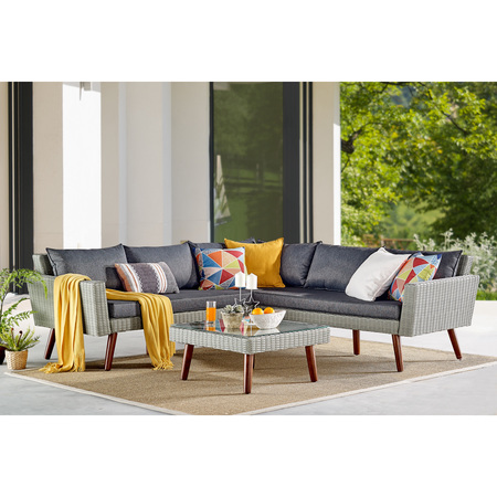 Alaterre Furniture Albany All-Weather Wicker Outdoor Gray Corner Sectional Sofa, Overall Length: 94 AWWD012204DD